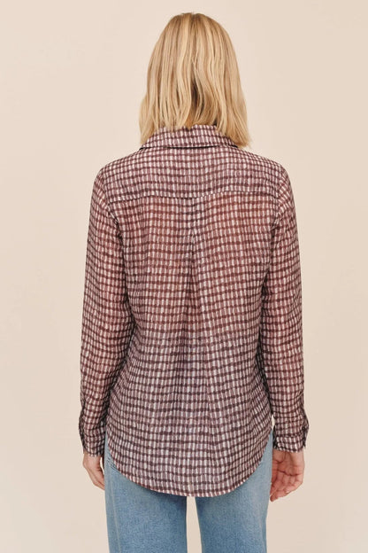 Classic Button Down Plum Gingham