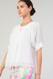 White Pleated Cuff Blouse