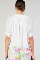 White Pleated Cuff Blouse