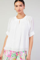 White Pleated Cuff Blouse