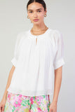 White Pleated Cuff Blouse