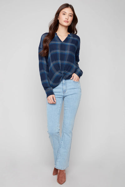 Plaid Gauze Blouse