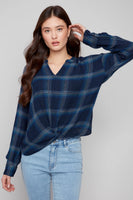 Plaid Gauze Blouse