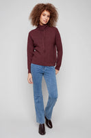Textured Cowl Neck Sweater Heather Cabernet