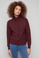 Textured Cowl Neck Sweater Heather Cabernet