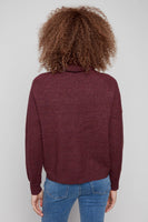 Textured Cowl Neck Sweater Heather Cabernet