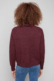 Textured Cowl Neck Sweater Heather Cabernet