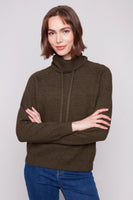 Textured Cowl Neck Sweater Heather Spruce