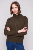 Textured Cowl Neck Sweater Heather Spruce