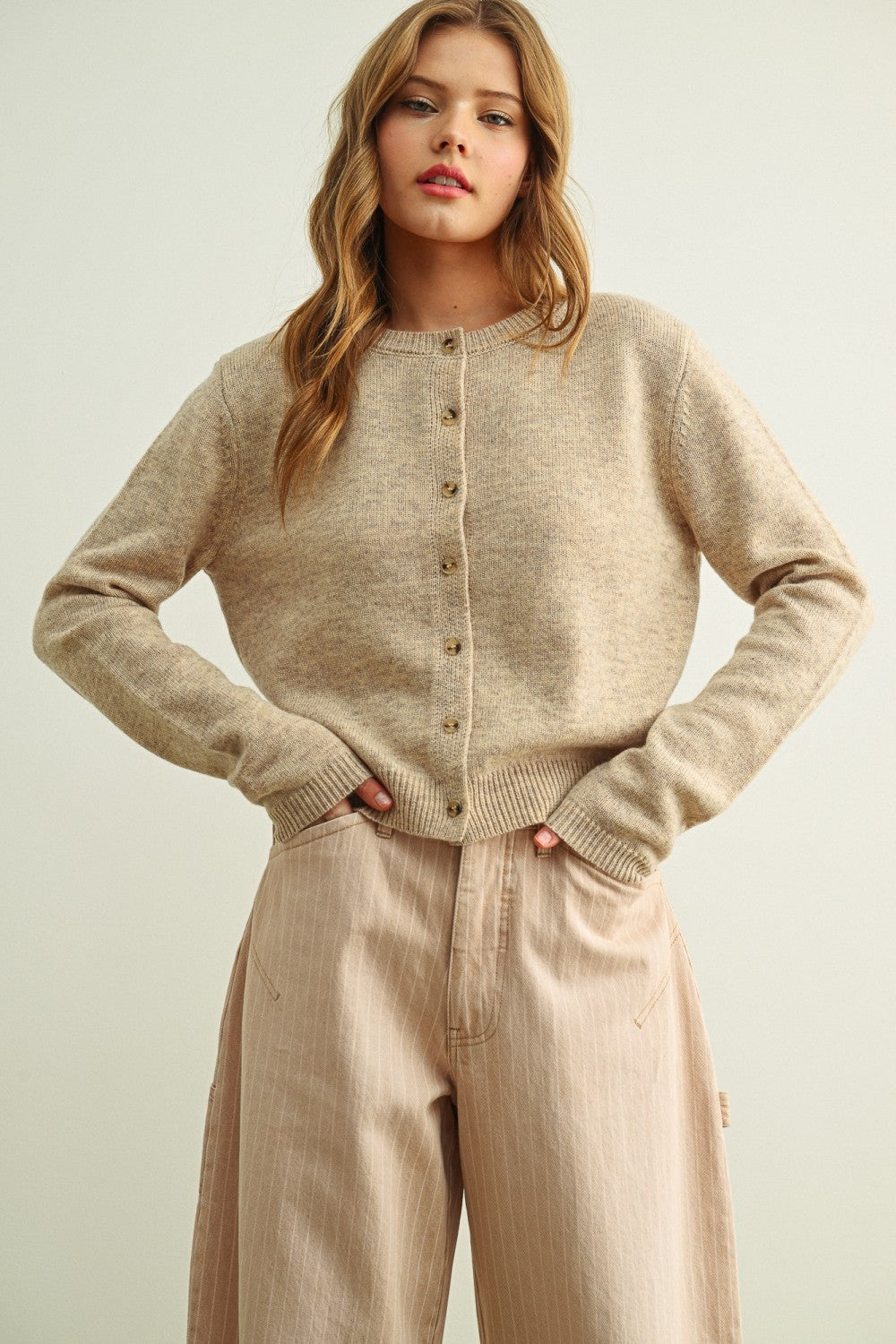 Round Neck Sweater Cardigan