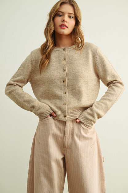 Round Neck Sweater Cardigan