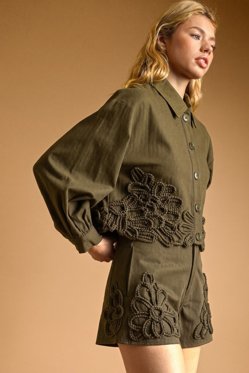 Floral Embellished Cropped Jacket