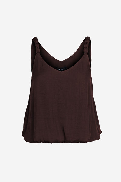 Billowy Strap Accent Tank Top Chocolate