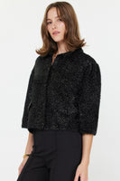 Fuzzy Metallic Sweater Cardigan