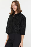 Fuzzy Metallic Sweater Cardigan