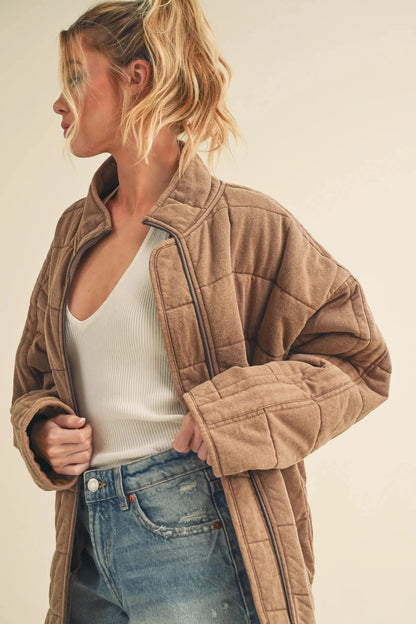 Dixie Oversize Quilted Jacket Brown