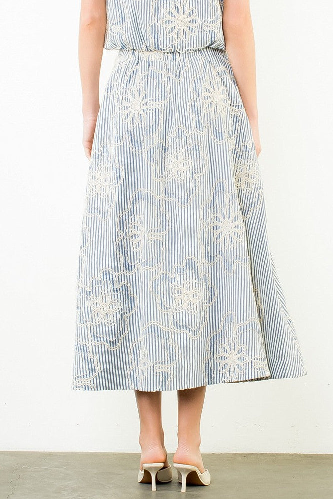 Floral Embroidered Midi Skirt