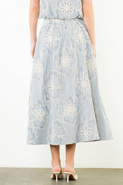 Floral Embroidered Midi Skirt