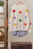 Heart Patterns Round Neck Sweater