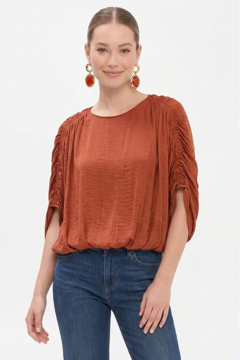 Shirred Bat Sleeve Blouse Sienna