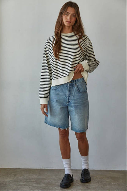 Striped Crew Neck Long Sleeve Top