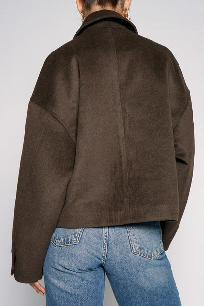 Short Wool Blend Button Jacket