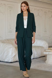 Shirred Sleeve Blazer Forest Green
