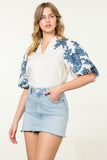 Embroidered Linen Mix Blouse