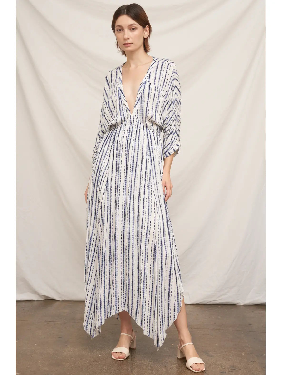 V-Neck Stripe Maxi Dress