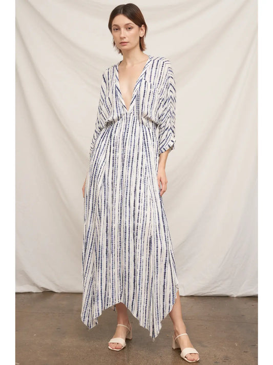 V-Neck Stripe Maxi Dress