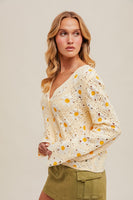 Daisy Crochet Button Down Cardigan