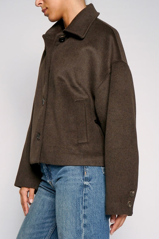 Short Wool Blend Button Jacket