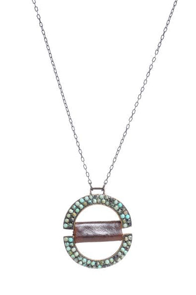 Half Circles With Leather Necklace Turquoise