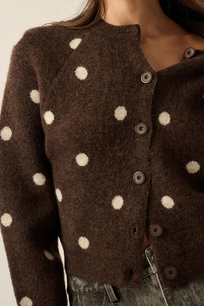 Polka Dot Jacquard Knit Cardigan