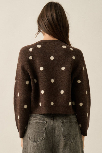 Polka Dot Jacquard Knit Cardigan