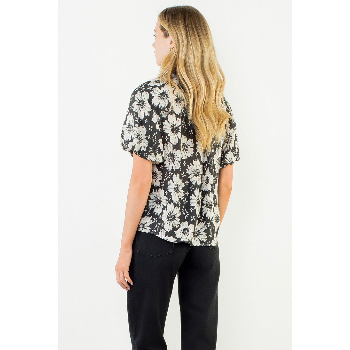 Puff Sleeve Floral Print Top