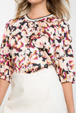 Mid Sleeve Abstract Floral Top