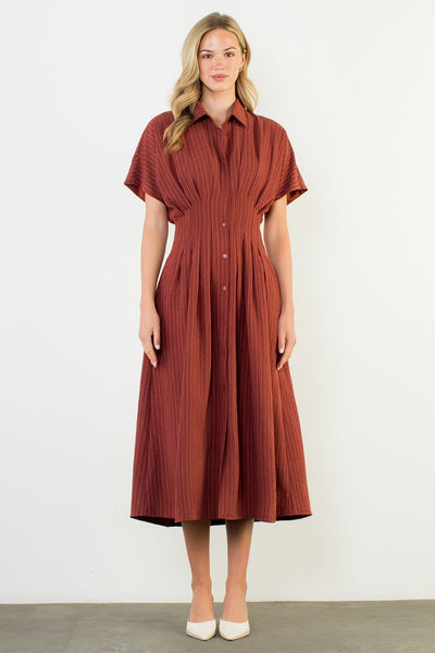 Short Sleeve Striped Maxi Dress