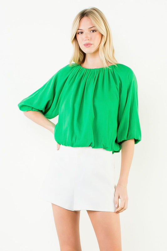Half Sleeve Gathered Neck Top