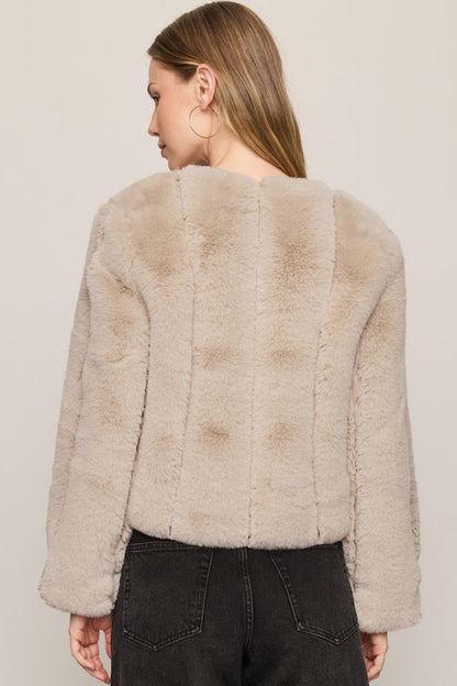Woodland Fur Collarless Jacket