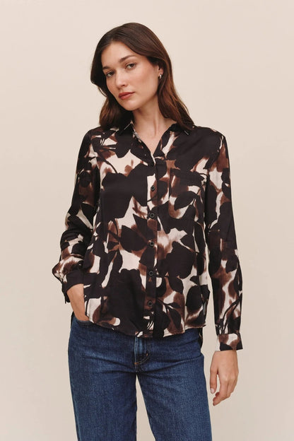 Long Sleeve Round Hem Button Down