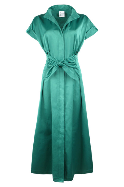Long Rocky Tie Front Dress Emerald