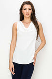Racerback Cowl Neck Top Off White