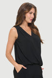 V-Neck Drape Tank Black