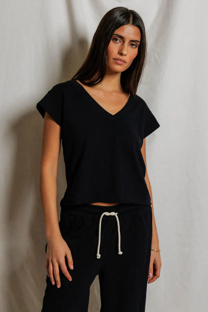 Pearl Japanese Jersey V-Neck Tee Black