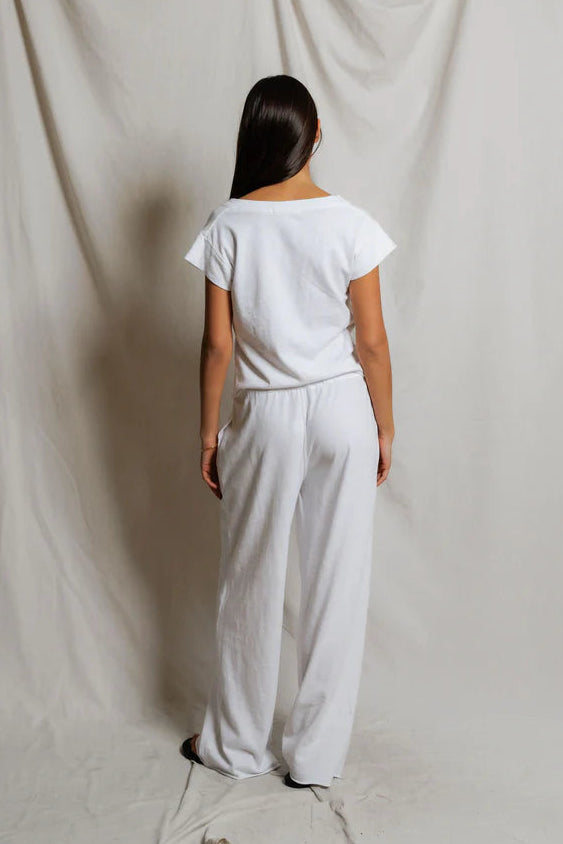 Pearl Japanese Jersey V-Neck Tee White