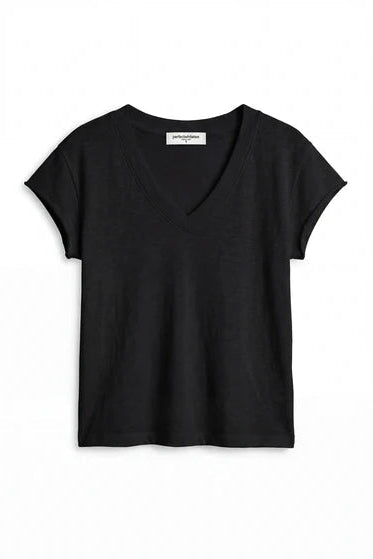 Pearl Japanese Jersey V-Neck Tee Black