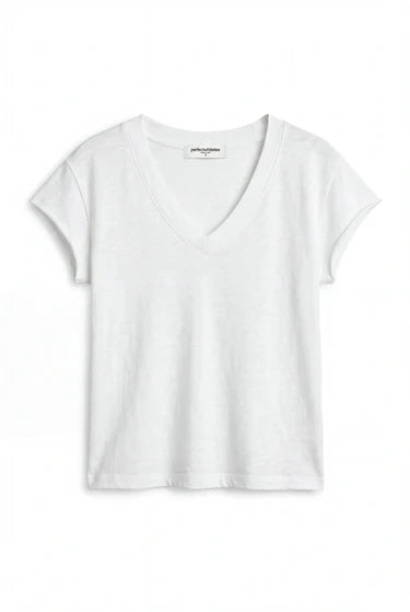 Pearl Japanese Jersey V-Neck Tee White