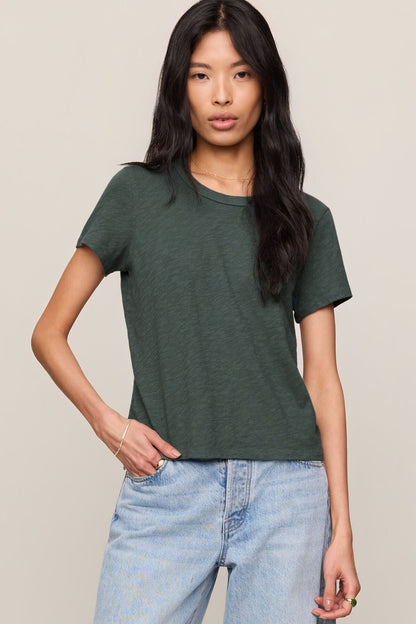 Junie Slub Tee Shirt Emerald Cove
