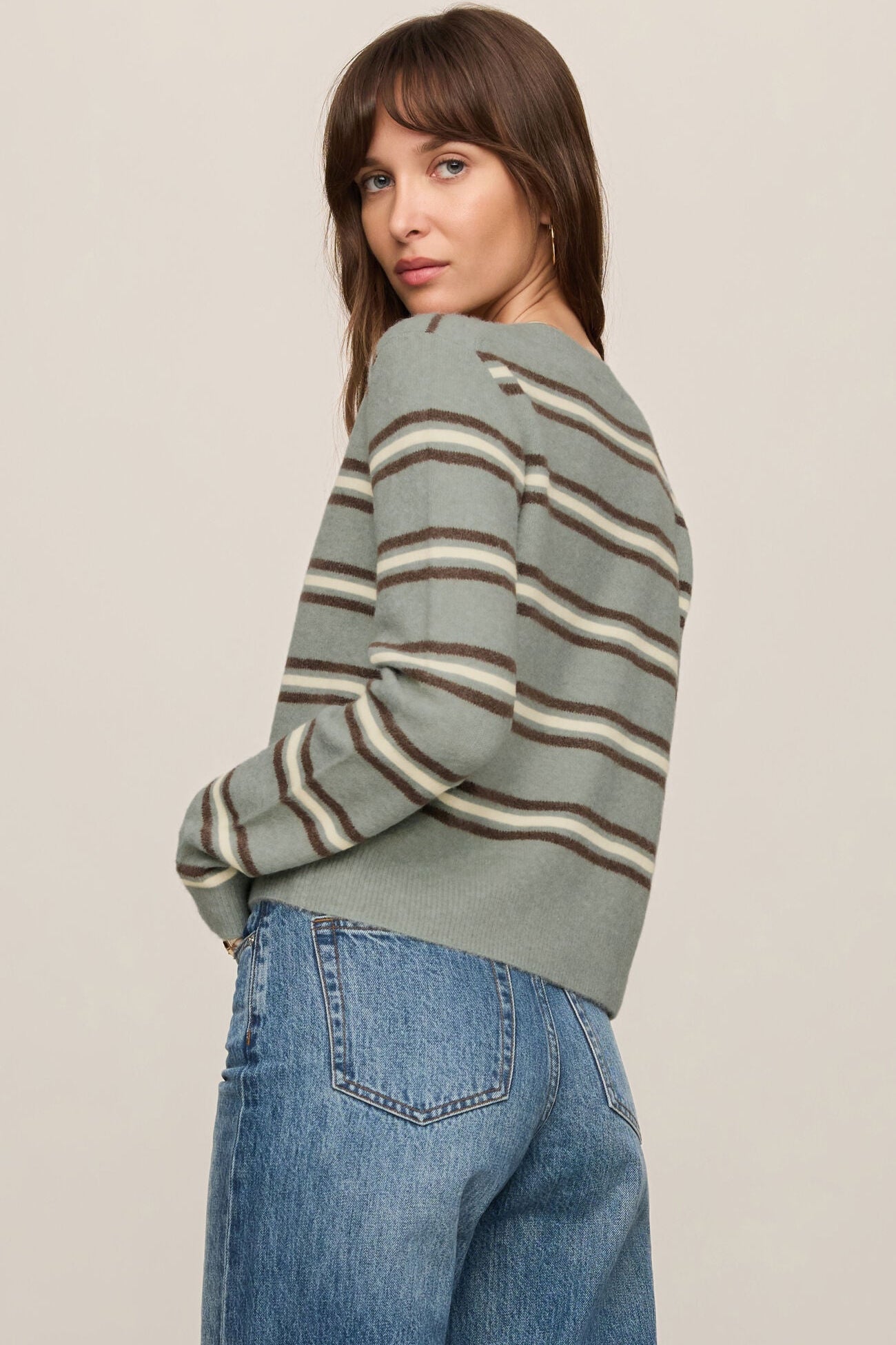 Medina Stripe Cardigan Aqua Cloud